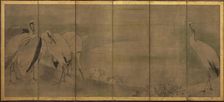 Cranes and chrysanthemums, Momoyama or Edo period, 1568-1868. Creator: Sôtatsu