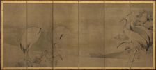 Cranes and chrysanthemums, Momoyama or Edo period, 1568-1868. Creator: Sôtatsu