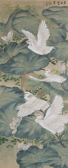 Cranes and Lotus. Creator: Chinese Master