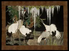 Cranes, cycads, and wisteria, c1905. Artist: Nishimura Sozaemon
