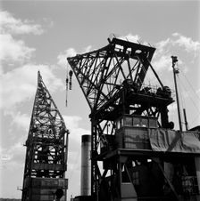 Cranes in London docks, c1945-c1965. Artist: SW Rawlings