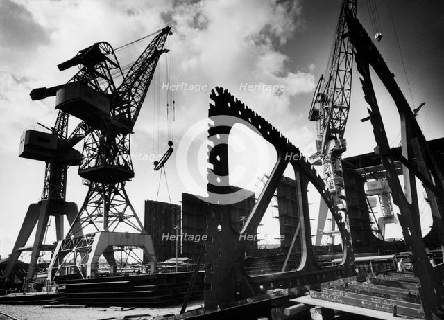 Cranes, Kockums shipyard, Malmö, Sweden, 1956. Creator: Unknown.