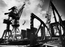 Cranes, Kockums shipyard, Malmö, Sweden, 1956. Creator: Unknown