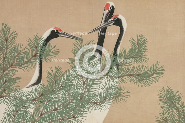 Cranes (Tsuru). From the series "A World of Things (Momoyogusa)", 1909-1910. Creator: Sekka, Kamisaka (1866-1942).