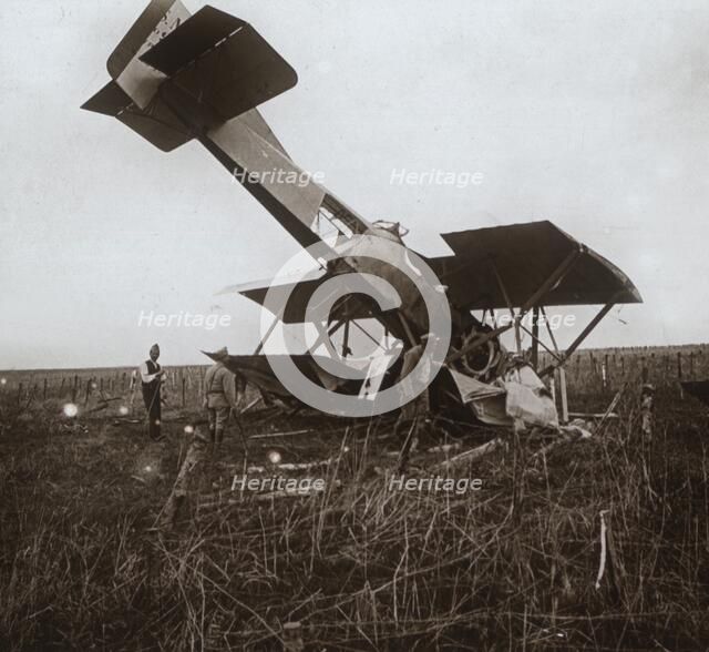 Crashed plane, Tracy-le-Val, northern France, c1914-c1918. Artist: Unknown.