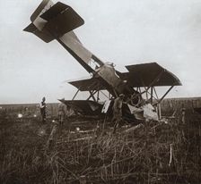 Crashed plane, Tracy-le-Val, northern France, c1914-c1918