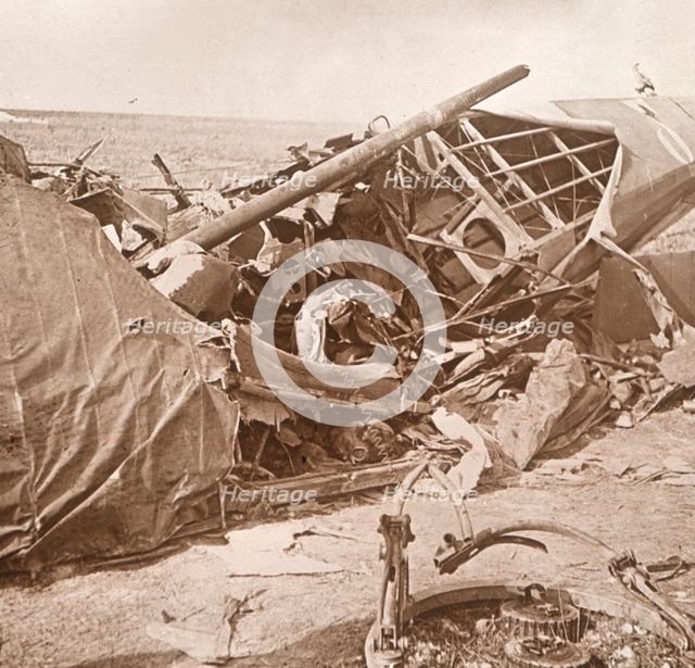 Crashed plane, Sainte-Marie-à-Py, northern France, c1914-c1918. Artist: Unknown.