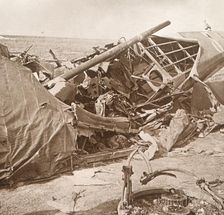 Crashed plane, Sainte-Marie-à-Py, northern France, c1914-c1918