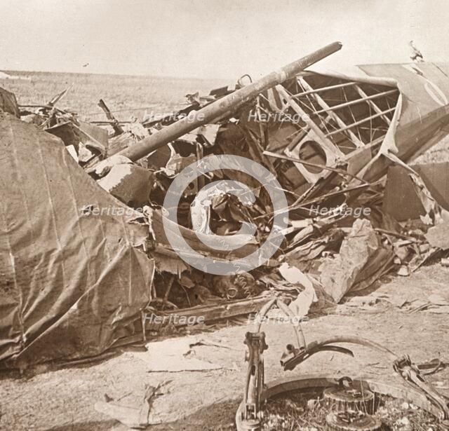 Crashed plane, Sainte-Marie-à-Py, northern France, c1914-c1918. Artist: Unknown.
