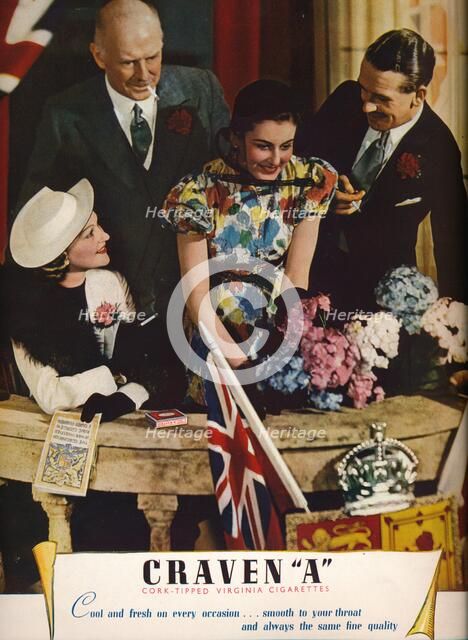 'Craven A Cork-Tipped Virginia Cigarettes', 1937. Artist: Unknown.