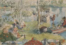 Crayfishing. From A Home (26 watercolours), c19th century. Creator: Carl Larsson