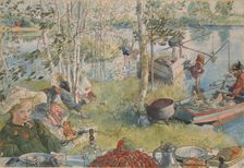 Crayfishing. From A Home (26 watercolours), c19th century. Creator: Carl Larsson