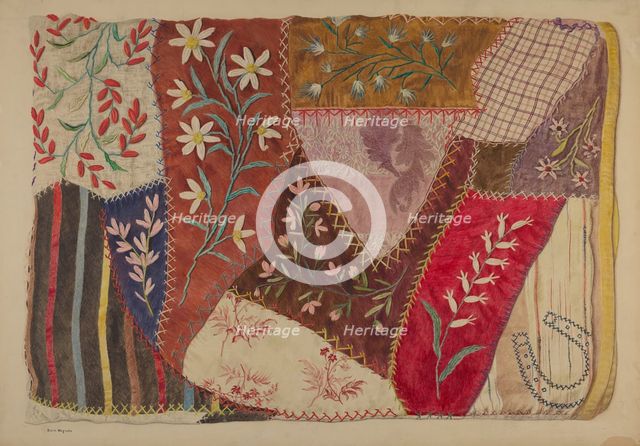 Crazy Quilt, c. 1940. Creator: Edith Magnette.
