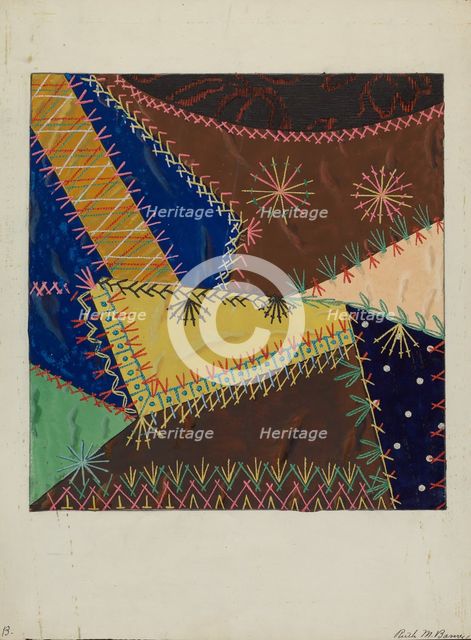 Crazy Quilt, c. 1940. Creator: Ruth M Barnes.