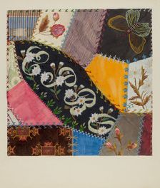 Crazy Quilt Detail, c. 1937. Creator: Edith Towner