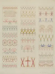 Crazy Quilt Stitches, c. 1937. Creator: William Kieckhofel