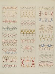 Crazy Quilt Stitches, c. 1937. Creator: William Kieckhofel