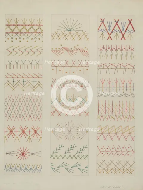 Crazy Quilt (Stitches), c. 1937. Creator: William Kieckhofel.