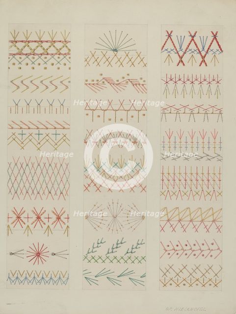Crazy Quilt (Stitches), c. 1937. Creator: William Kieckhofel.