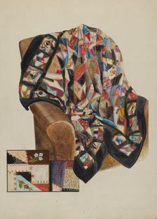 Crazy Quilt - Patchwork, c. 1936. Creator: Bertha Semple