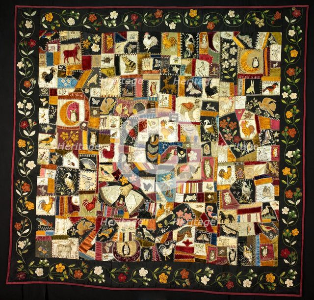 Crazy Quilt with Animals, New York, 1886. Creator: Florence Elizabeth Marvin.