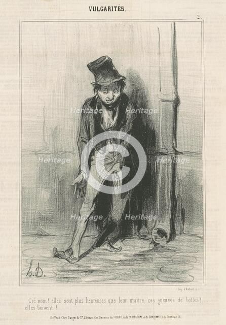 Cré nom: Elles sont plus heureuses ..., 1841. Creator: Honore Daumier.