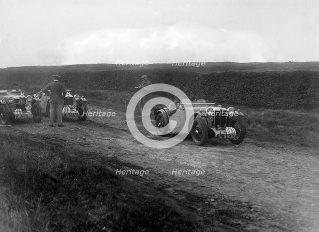 Cream Cracker Team MG PAs of Maurice Toulmin and Jack Bastock, Sunbac Inter-Club Team Trial, 1935. Artist: Bill Brunell.