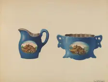 Cream Pitcher and Sugar Bowl, c. 1936. Creator: Frank Nelson