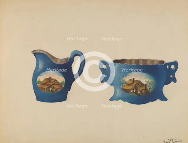 Cream Pitcher and Sugar Bowl, c. 1936. Creator: Frank Nelson.