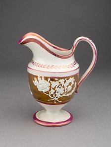 Creamer with Symbols of England, Ireland, and Scotland, Staffordshire, c. 1830. Creator: Staffordshire Potteries