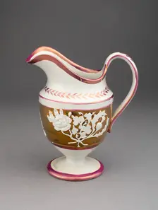 Creamer with Symbols of England, Ireland, and Scotland, Staffordshire, c. 1830. Creator: Staffordshire Potteries