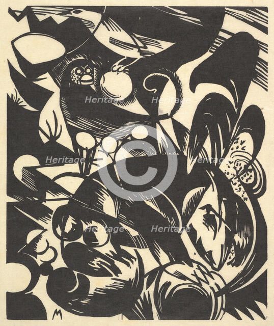 Creation I from the portfolio "New Eu..., 1914 (posthumously printed in 1921 and published in 1922). Creator: Franz Marc.