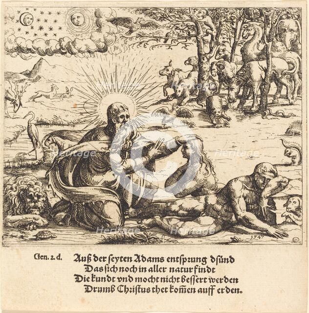 Creation of Eve, 1547. Creator: Augustin Hirschvogel.