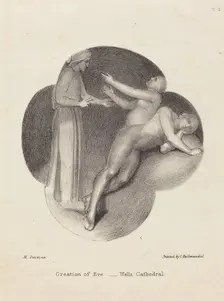 Creation of Eve, from Wells Cathedral, published 1829. Creator: Maria Denman