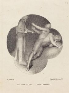 Creation of Eve, from Wells Cathedral, published 1829. Creator: Maria Denman