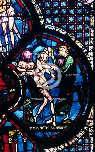 Creation of Eve, stained glass, Chartres Cathedral, France, 1205-1215. Artist: Unknown