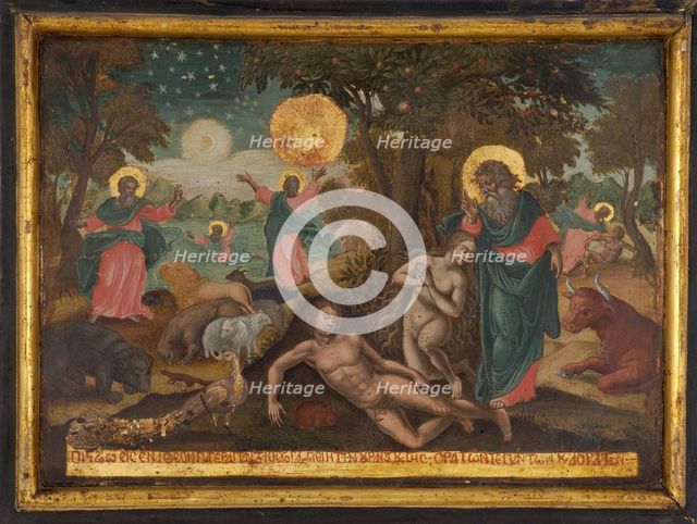 Credo in Deum, Creation (The Creed of the Apostles), 1700. Artist: Greek icon  