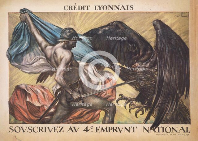Crédit Lyonnais. Souscrivez au 4e Emprunt National , 1918. Creator: Faivre, Abel (1853-1945).