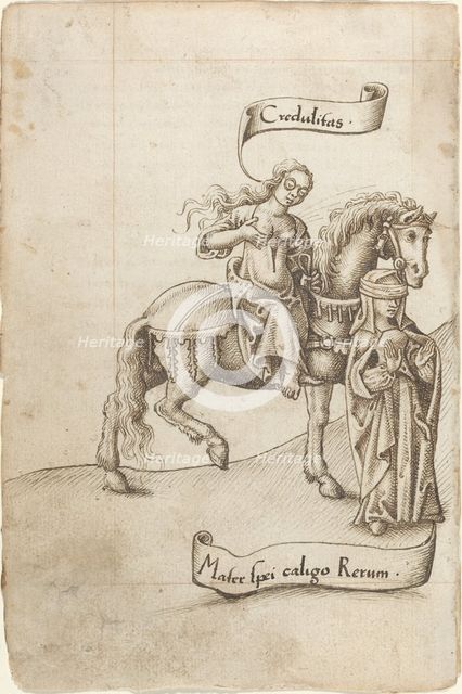 Credulity Preparing to Nurse the Mother of Hope [fol. 18 verso], c. 1512/1515. Creator: Unknown.