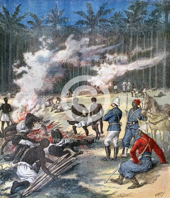 Cremation of the Dahomey corpses, Africa, 1892. Artist: Henri Meyer