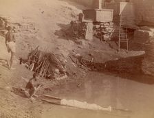 Cremation Ground at Manikarnika Ghat, Varanasi, India, 1860s-70s. Creator: Lawrie & Co., G.W