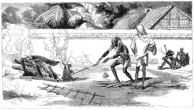 Cremation in Calcutta, India, 1882. Artist: Unknown