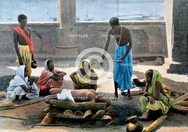 Cremation in India, c1890. Artist: Gillot