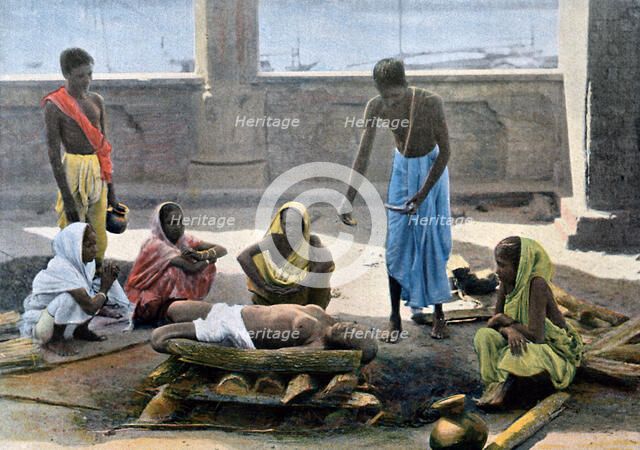 Cremation in India, c1890. Artist: Gillot