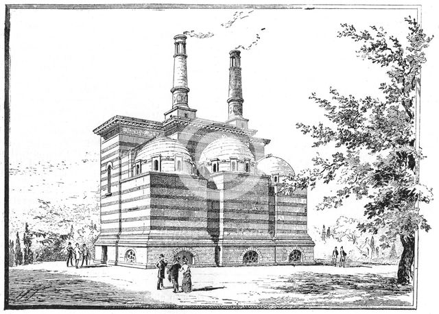 Crematorium, Pere la Chaise cemetery, Paris, 1888. Creator: Unknown.