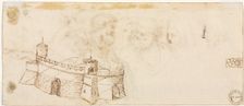 Crenelated Fortress (verso), 2nd half 1500s. Creator: Agostino Carracci (Italian, 1557-1602)