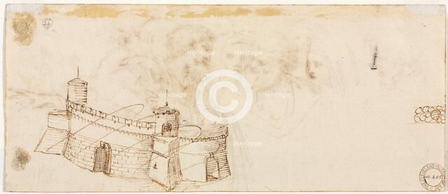 Crenelated Fortress (verso), 2nd half 1500s. Creator: Agostino Carracci (Italian, 1557-1602).