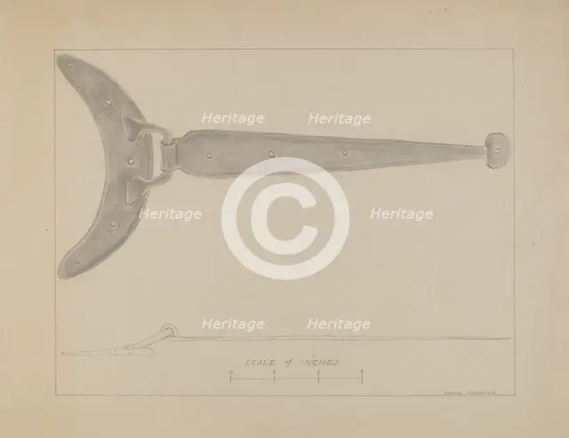 Crescent - Butted Strap Hinge, c. 1936. Creator: Donald Streeter.