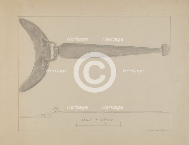 Crescent - Butted Strap Hinge, c. 1936. Creator: Donald Streeter.