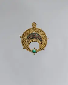Crescent-Shaped Pendant with Confronted Birds, Egypt, 11th century. Creator: Unknown